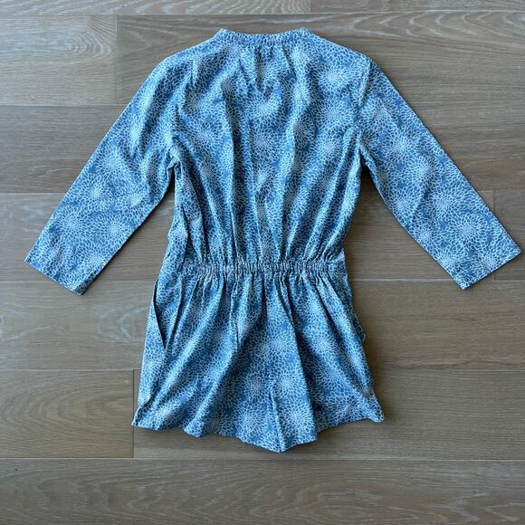 J. Crew Mercantile 3/4 Sleeve Printed Denim Shorts Romper - Picture 4 of 4